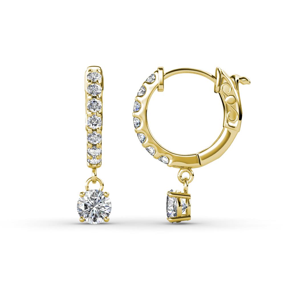 Nita (4mm) Round Diamond Dangle Huggie Hoop Earrings 