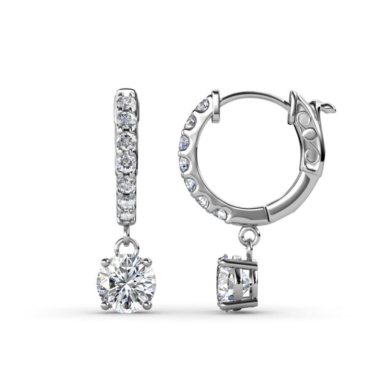 Nita (5mm) Round Diamond Dangle Huggie Hoop Earrings 