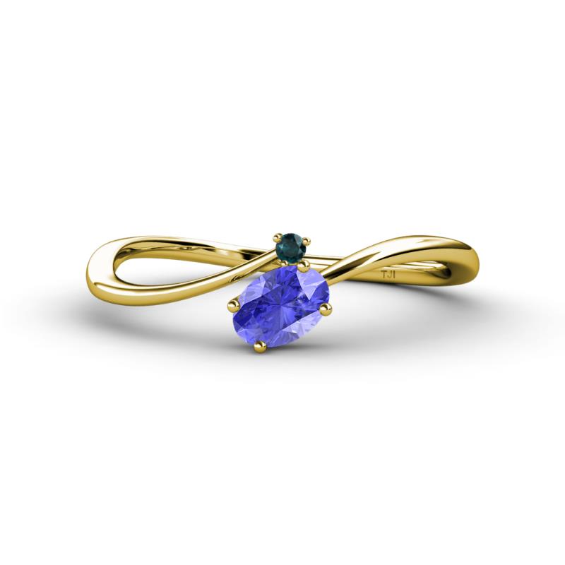 Lucie Bold Oval Cut Tanzanite and Round London Blue Topaz 2 Stone Promise Ring 