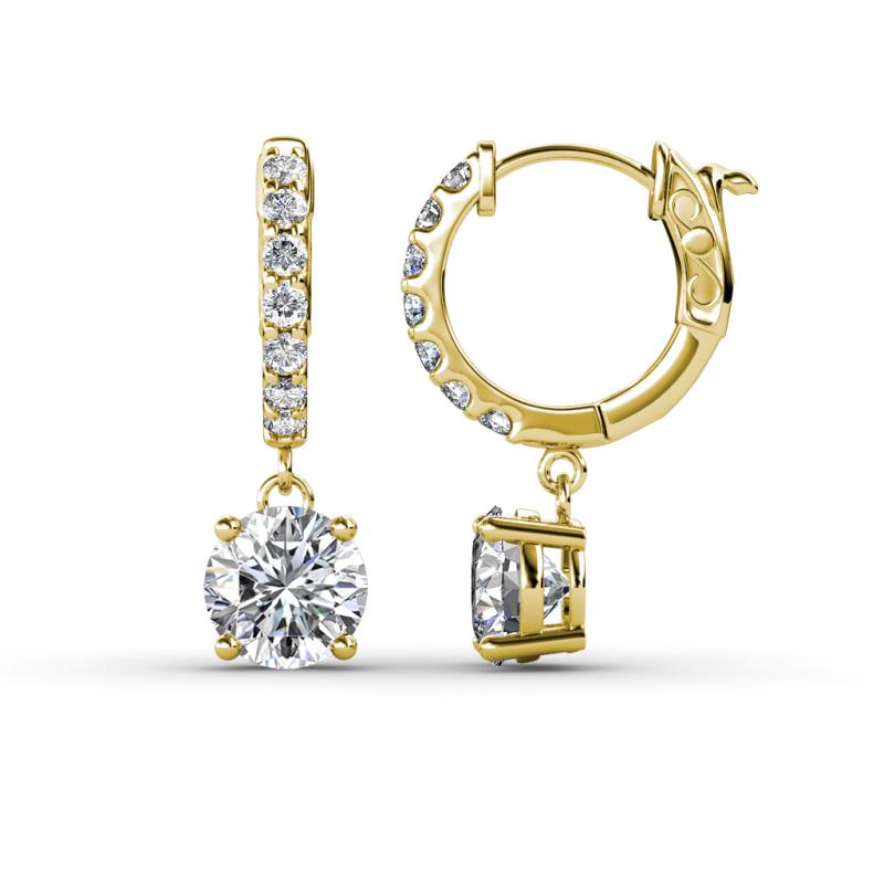 Nita (6mm) Round Diamond Dangle Huggie Hoop Earrings 