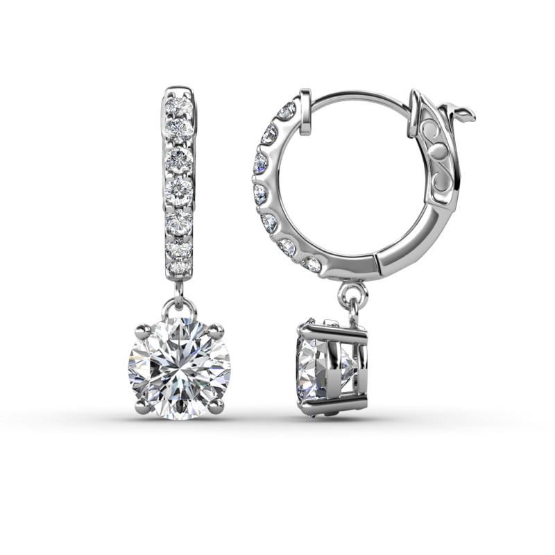 Nita (6mm) Round Diamond Dangle Huggie Hoop Earrings 