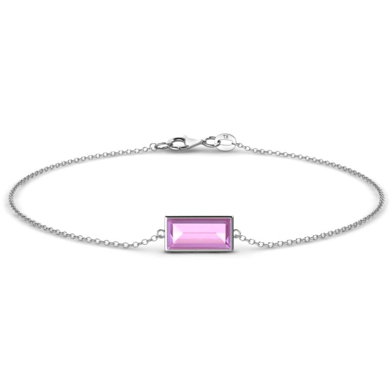 Aniya 10x5 mm Baguette Cut Light Amethyst Solitaire Station Minimalist Bracelet 
