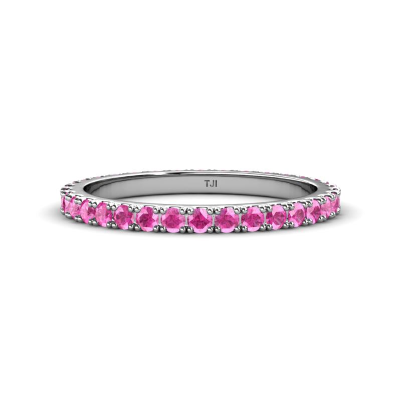 Lara Pink Sapphire Eternity Band Round Pink Sapphire ctw French Set Womens Eternity Ring Stackable K White Gold