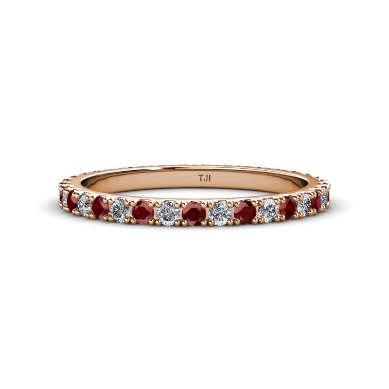 Lara 2.40 mm Red Garnet and Diamond Eternity Band 