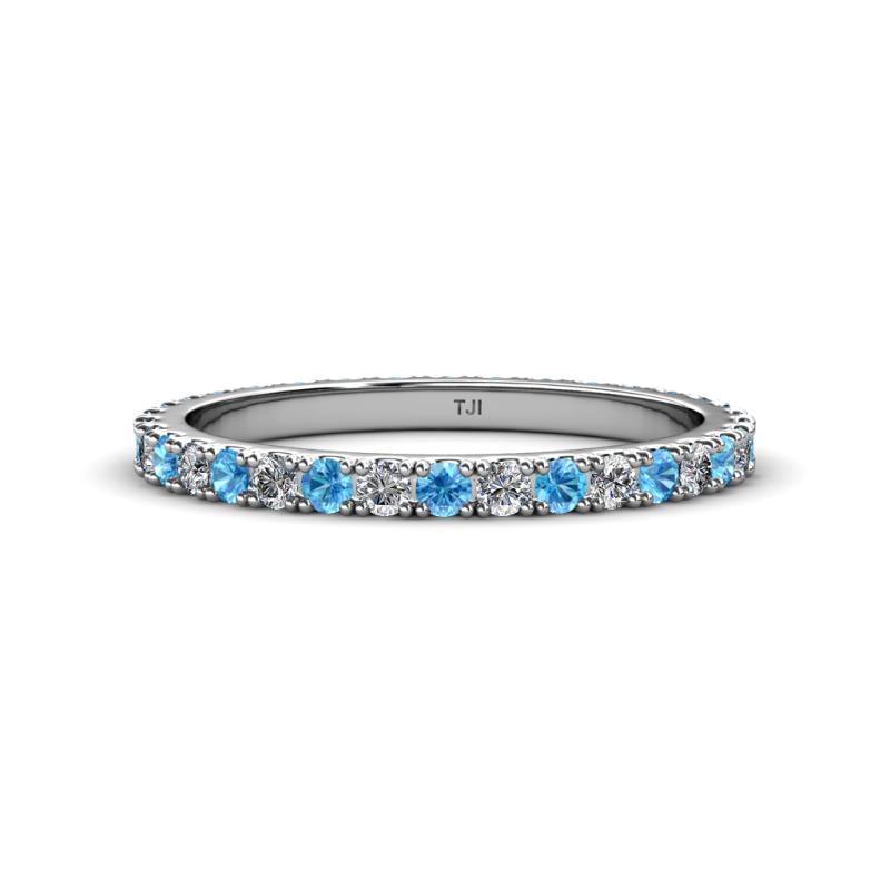 Lara 2.40 mm Blue Topaz and Diamond Eternity Band 