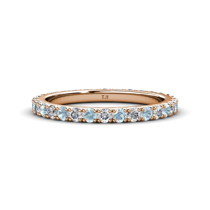 Lara 2.70 mm Aquamarine and Diamond Eternity Band 