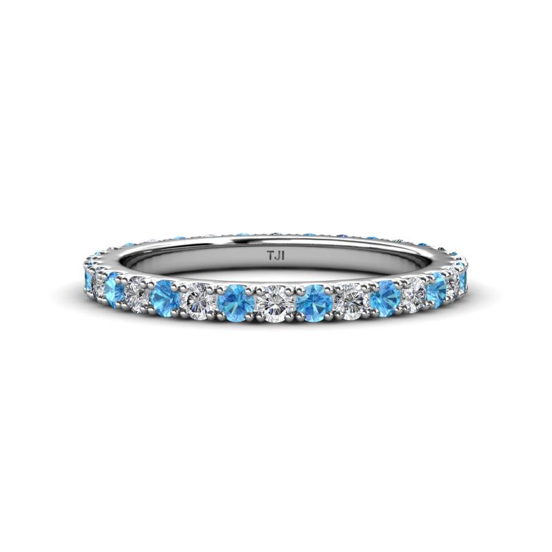 Lara 2.70 mm Blue Topaz and Diamond Eternity Band 