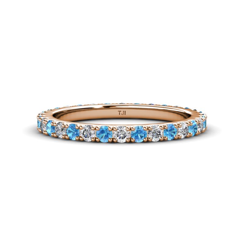 Lara 2.70 mm Blue Topaz and Diamond Eternity Band 