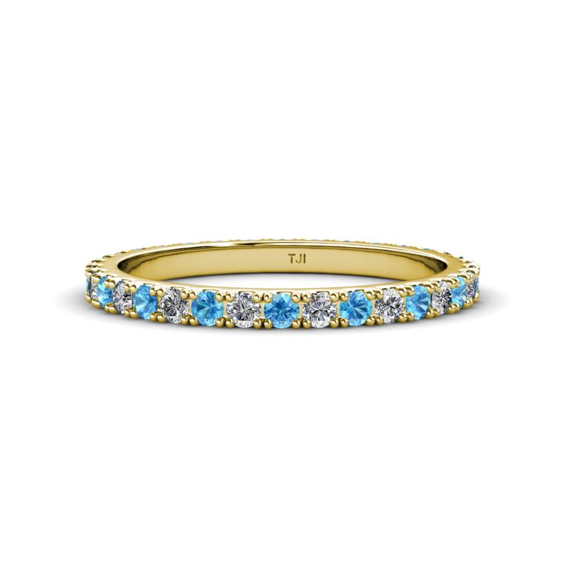 Lara 2.40 mm Blue Topaz and Lab Grown Diamond Eternity Band 
