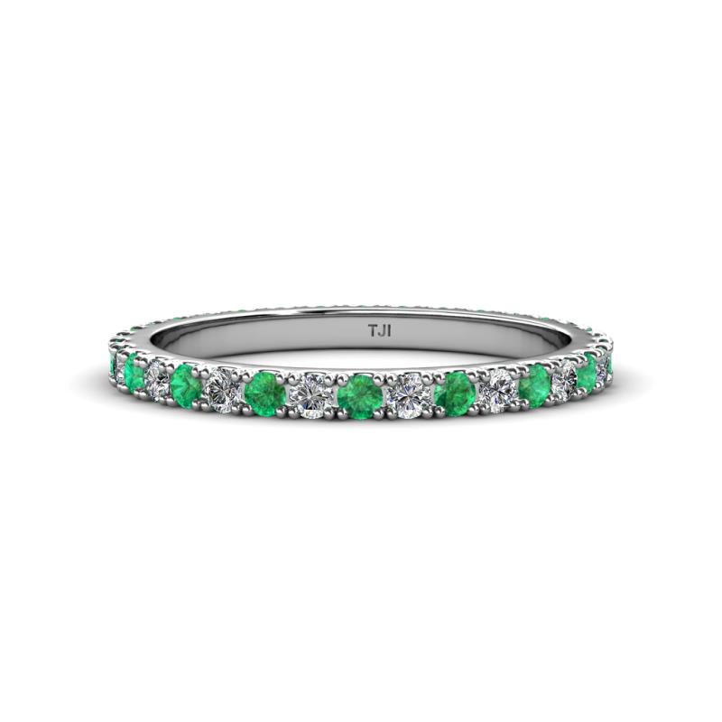 Lara 2.40 mm Emerald and Lab Grown Diamond Eternity Band 