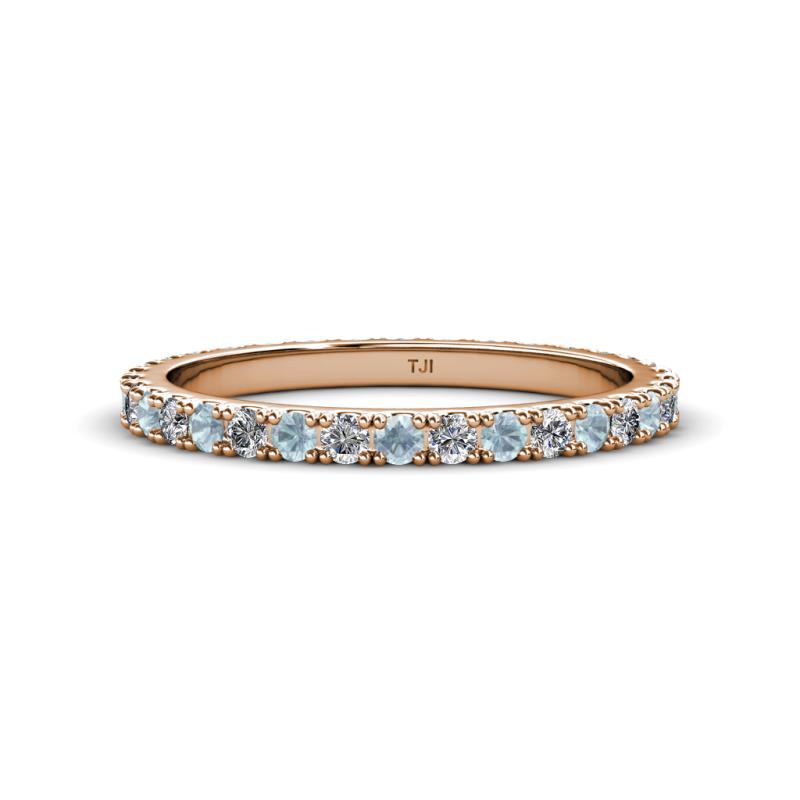 Lara 2.40 mm Aquamarine and Lab Grown Diamond Eternity Band 