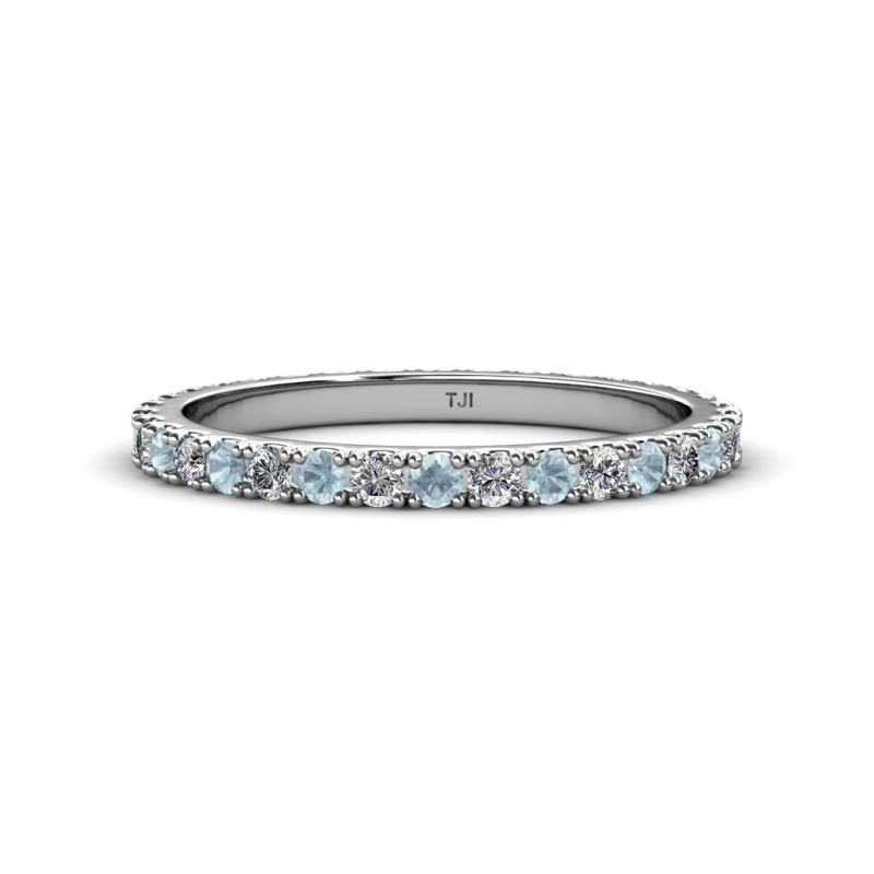 Lara 2.40 mm Aquamarine and Lab Grown Diamond Eternity Band 