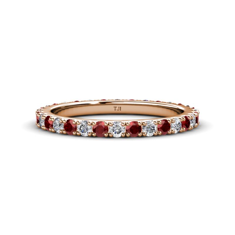 Lara 2.70 mm Red Garnet and Lab Grown Diamond Eternity Band 