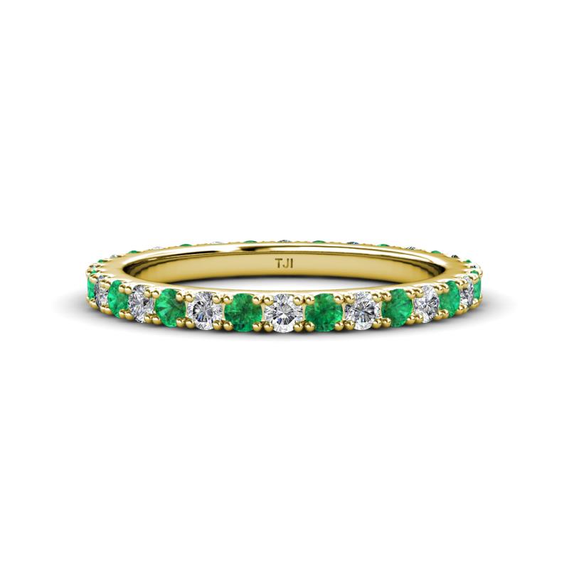 Lara 2.70 mm Emerald and Lab Grown Diamond Eternity Band 