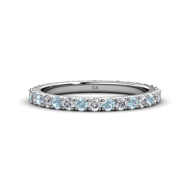 Lara 2.70 mm Aquamarine and Lab Grown Diamond Eternity Band 
