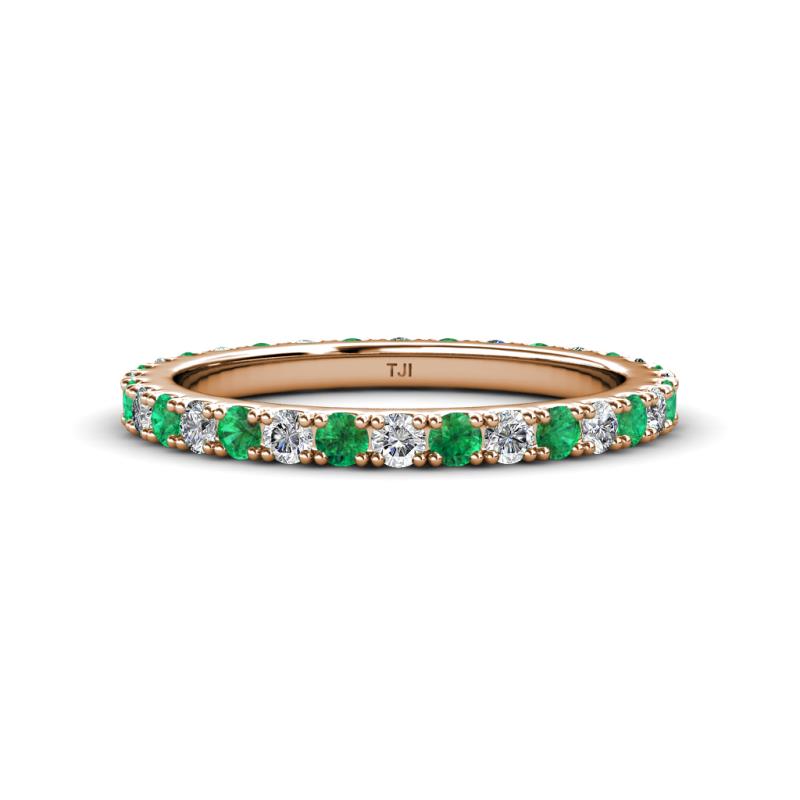 Lara 2.70 mm Emerald and Lab Grown Diamond Eternity Band 