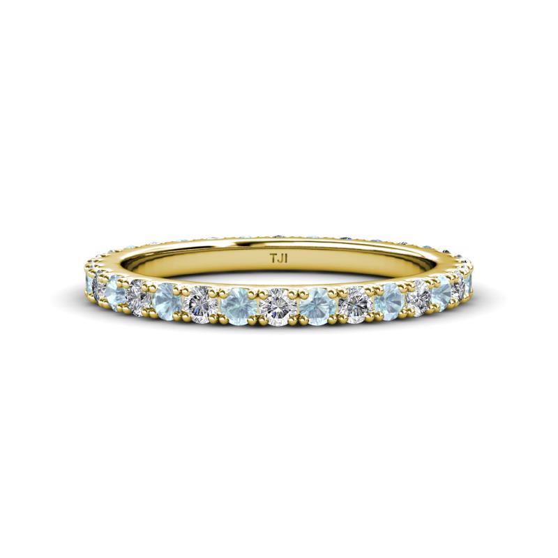 Lara 2.70 mm Aquamarine and Lab Grown Diamond Eternity Band 