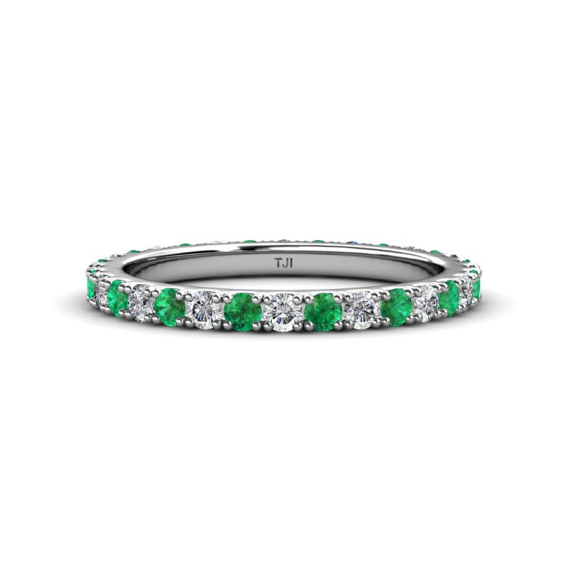 Lara 2.70 mm Emerald and Lab Grown Diamond Eternity Band 