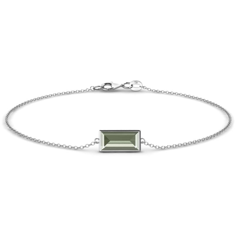 Aniya 10x5 mm Baguette Cut Green Amethyst Solitaire Station Minimalist Bracelet 