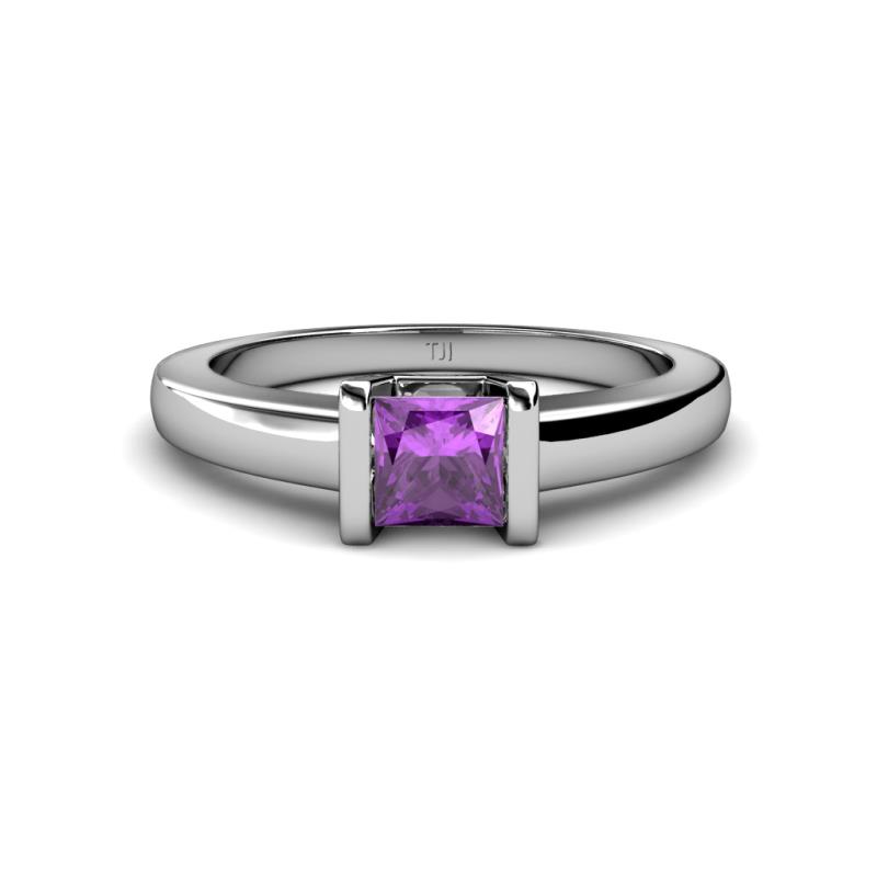 Izna Princess Cut Amethyst Solitaire Engagement Ring Princess Cut Amethyst Womens Solitaire Engagement Ring ct K White Gold