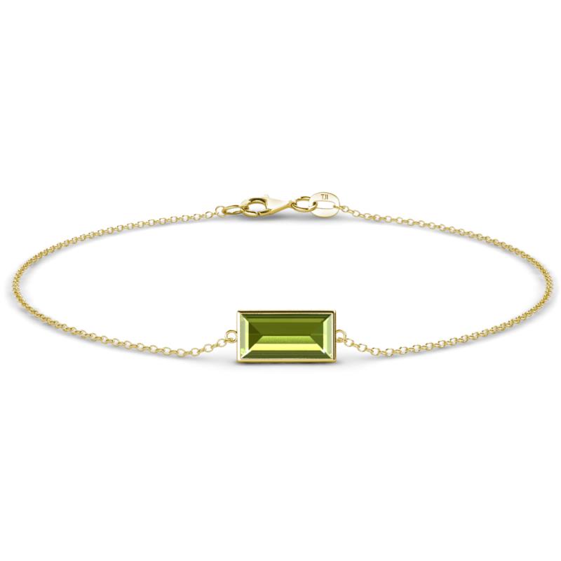 Aniya 10x5 mm Baguette Cut Peridot Solitaire Station Minimalist Bracelet 