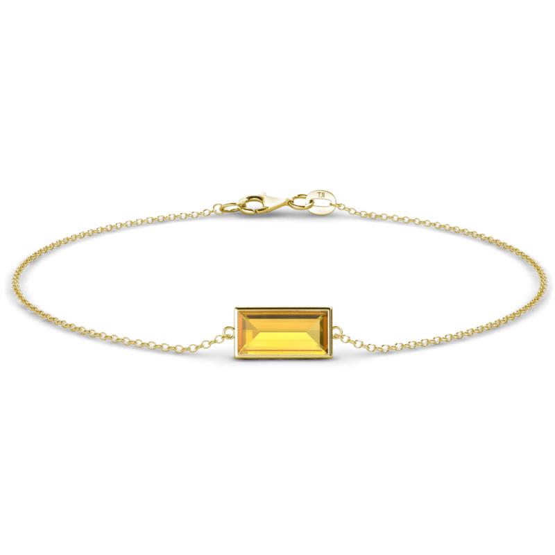 Aniya 10x5 mm Baguette Cut Citrine Solitaire Station Minimalist Bracelet 