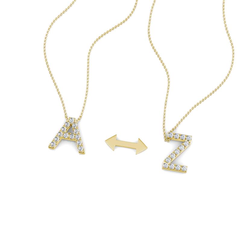 A 2 Z (Block Letter) Round Diamond Accented Initial Pendant Necklace 