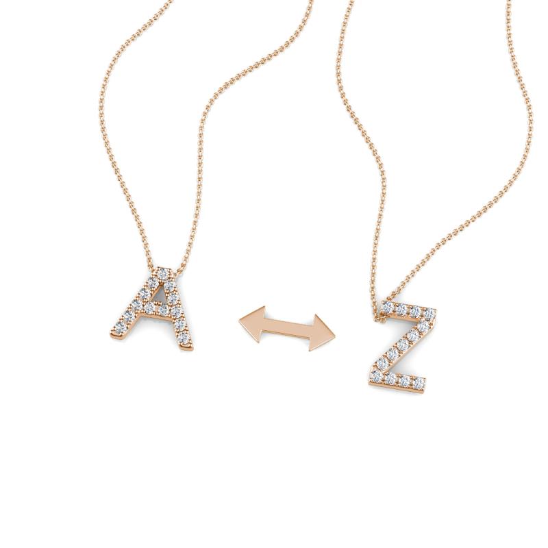 A 2 Z (Block Letter) Round Diamond Accented Initial Pendant Necklace 