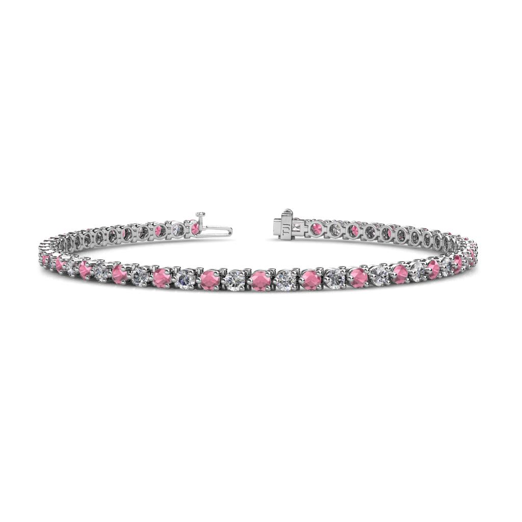 Cliona 3.00 mm Rhodolite Garnet and Diamond Eternity Tennis Bracelet 