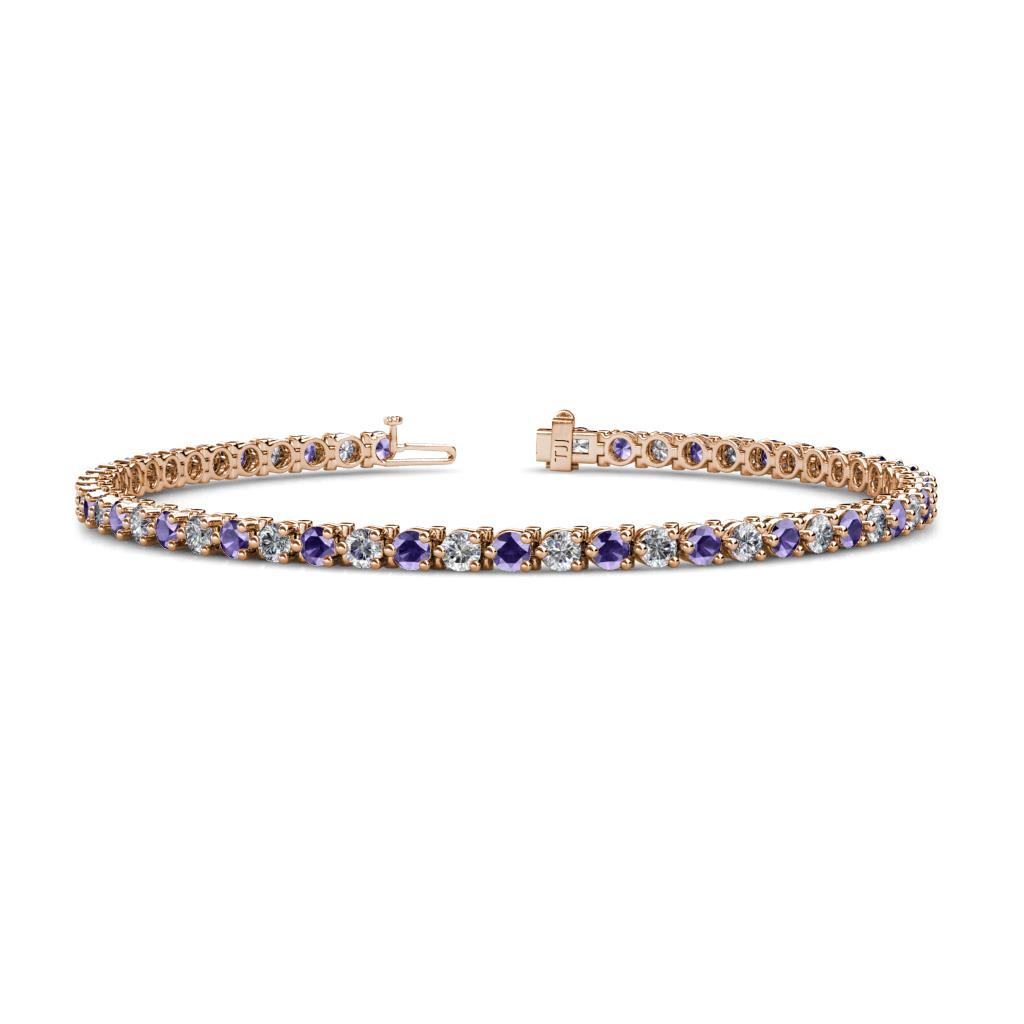 Cliona 3.00 mm Iolite and Lab Grown Diamond Eternity Tennis Bracelet 