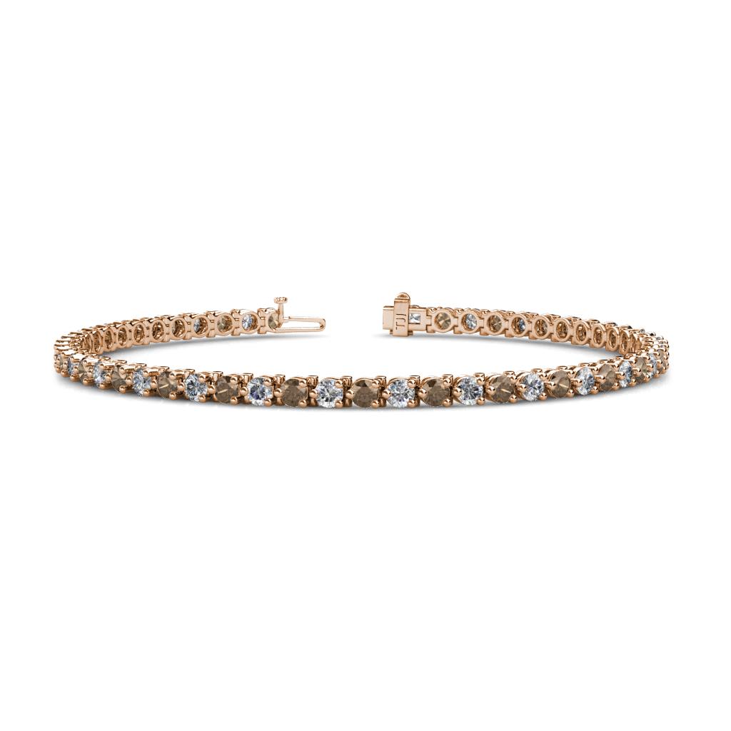 Cliona 3.00 mm Smoky Quartz and Lab Grown Diamond Eternity Tennis Bracelet 