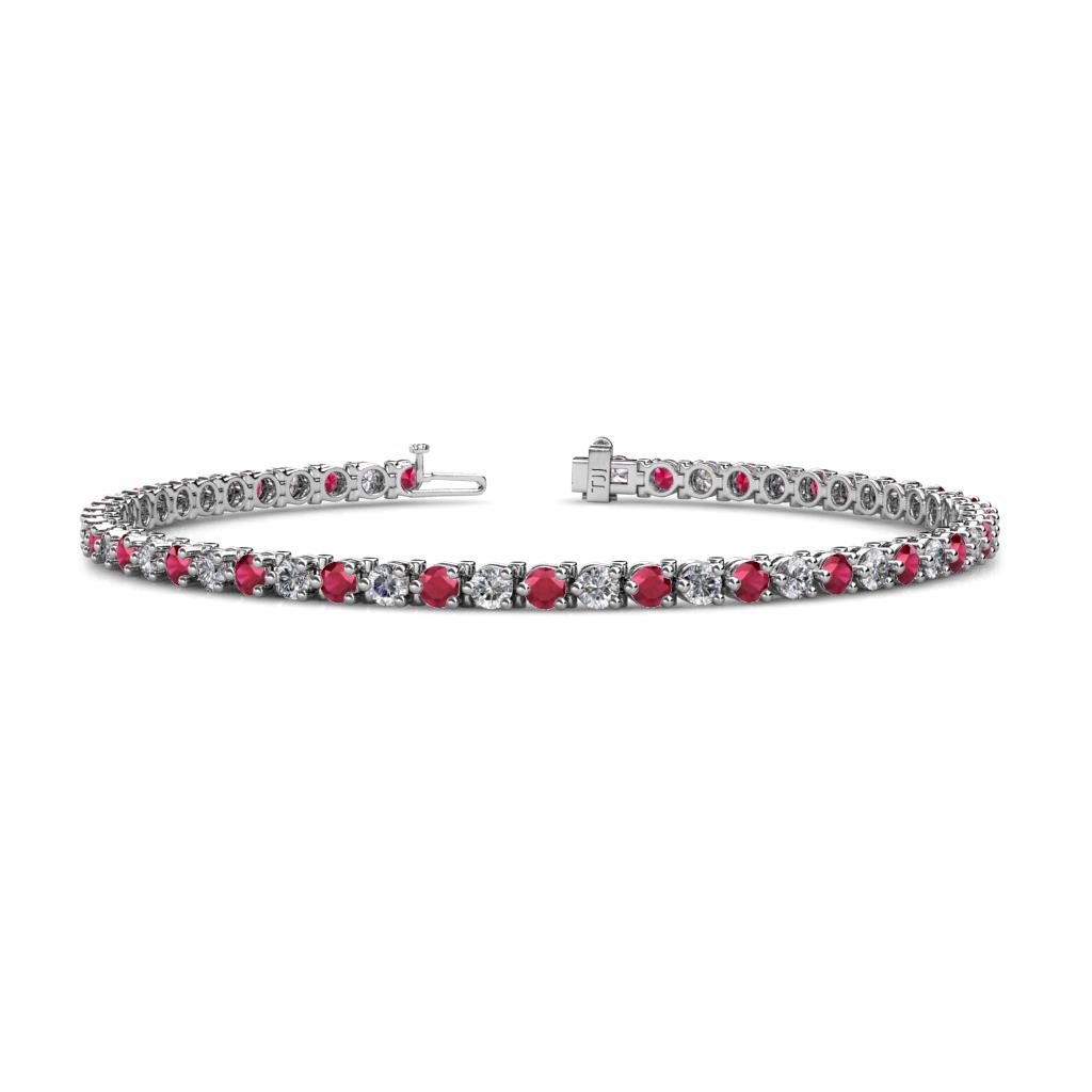 Cliona 2.70 mm Ruby and Lab Grown Diamond Eternity Tennis Bracelet 