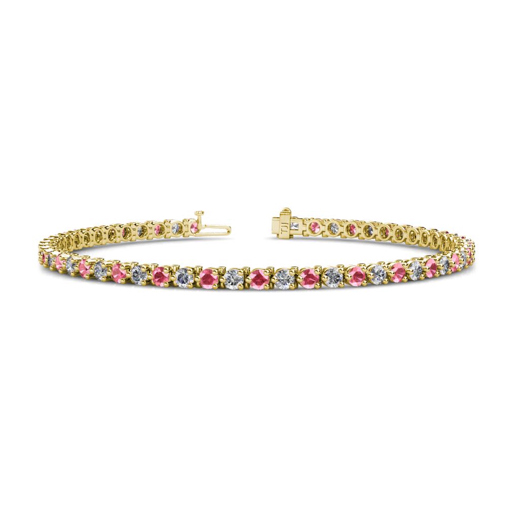 Cliona 2.70 mm Pink Tourmaline and Lab Grown Diamond Eternity Tennis Bracelet 