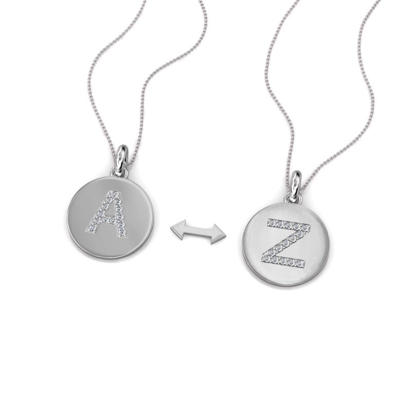 A 2 Z (Circle) Round Lab Grown Diamond Initial Pendant Necklace 