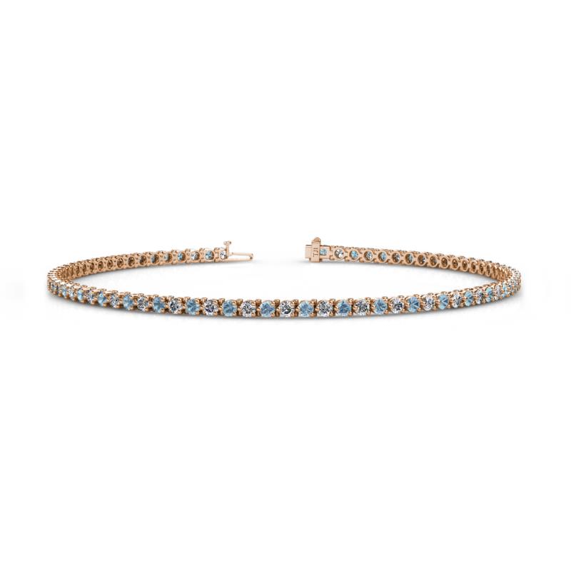 Cliona 2.00 mm Aquamarine and Diamond Eternity Tennis Bracelet 