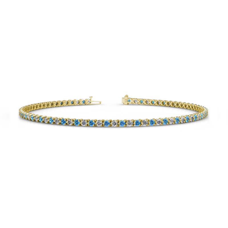 Cliona 2.00 mm Blue Topaz and Diamond Eternity Tennis Bracelet 