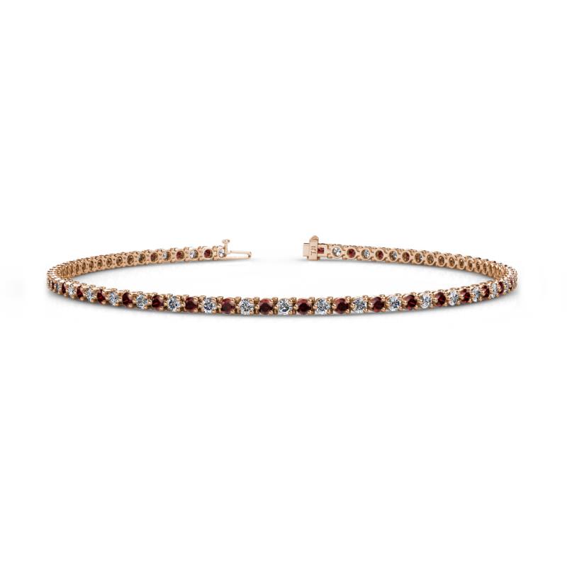 Cliona 2.00 mm Red Garnet and Diamond Eternity Tennis Bracelet 