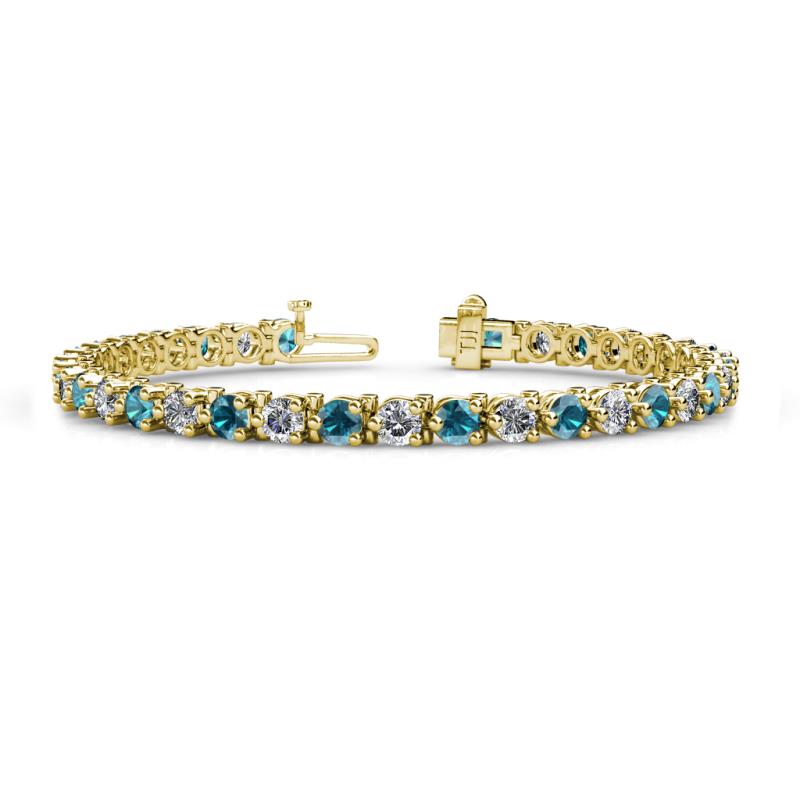 Cliona 4.10 mm London Blue Topaz and Diamond Eternity Tennis Bracelet 