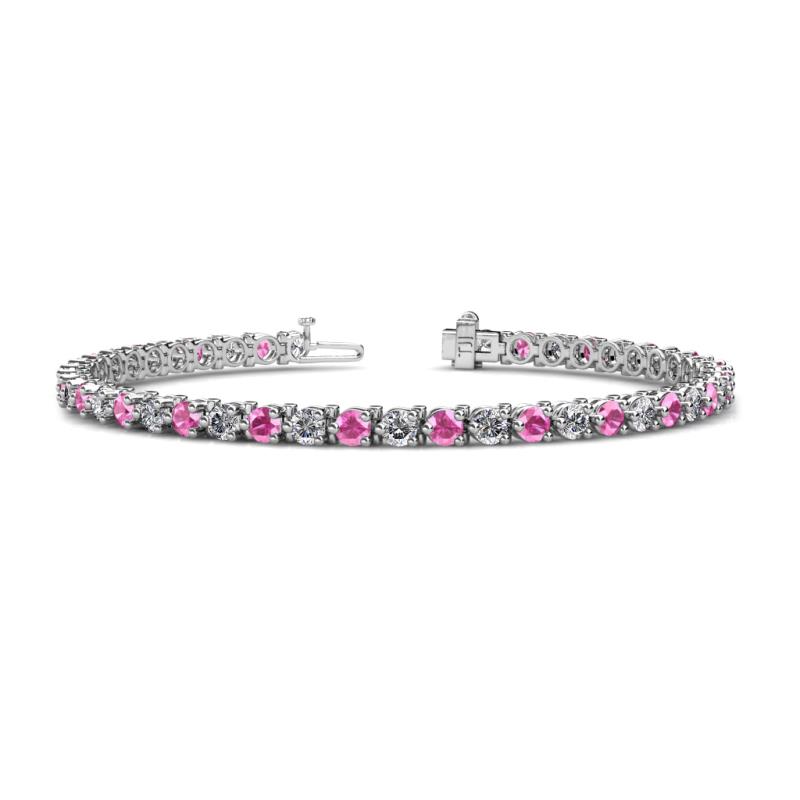 Cliona 3.30 mm Pink Sapphire and Lab Grown Diamond Eternity Tennis Bracelet 