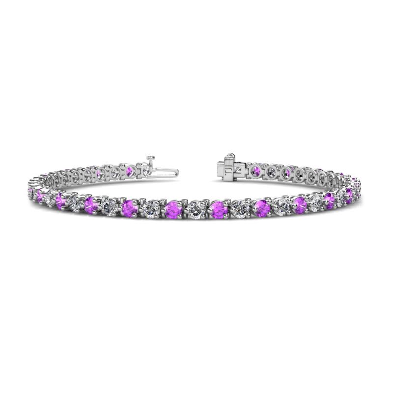 Cliona 3.30 mm Amethyst and Lab Grown Diamond Eternity Tennis Bracelet 