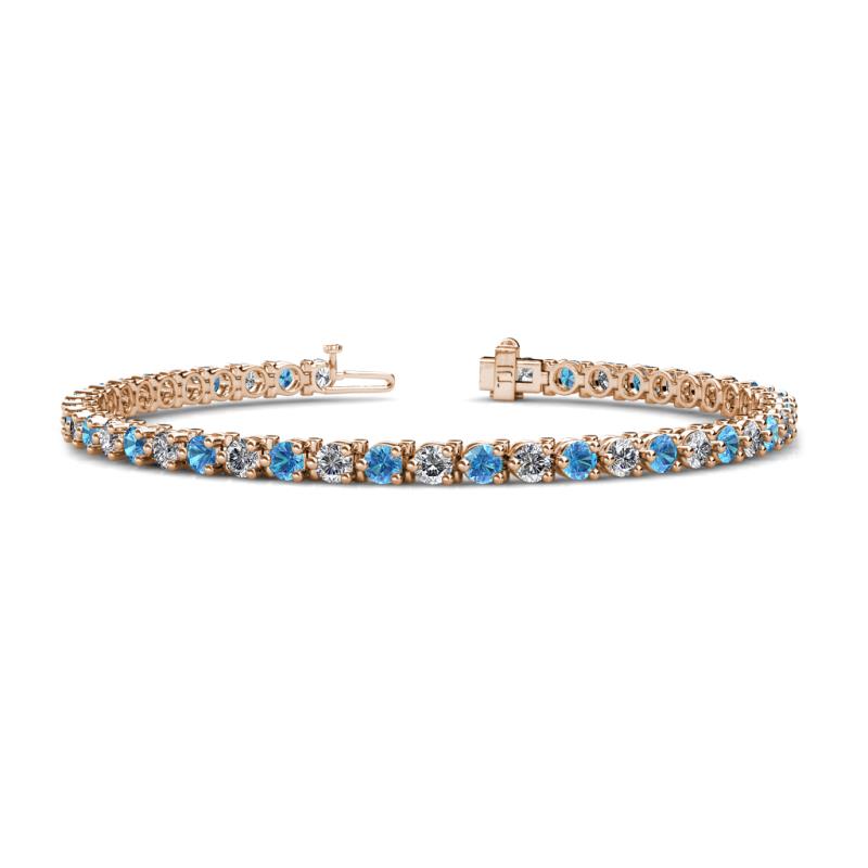 Cliona 3.30 mm Blue Topaz and Lab Grown Diamond Eternity Tennis Bracelet 