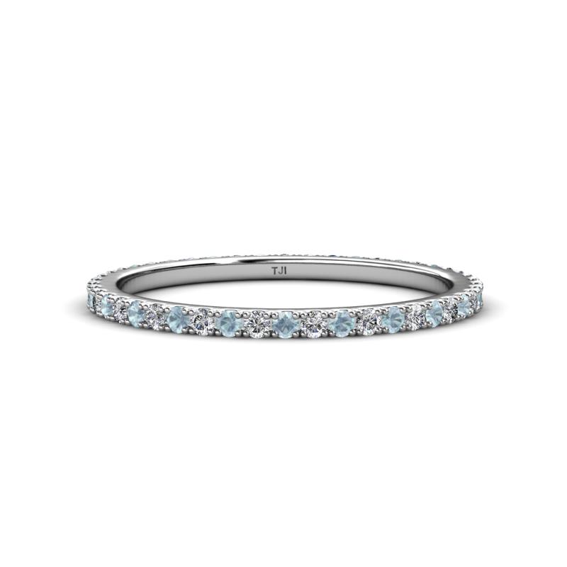 Lara 1.70 mm Aquamarine and Diamond Eternity Band 