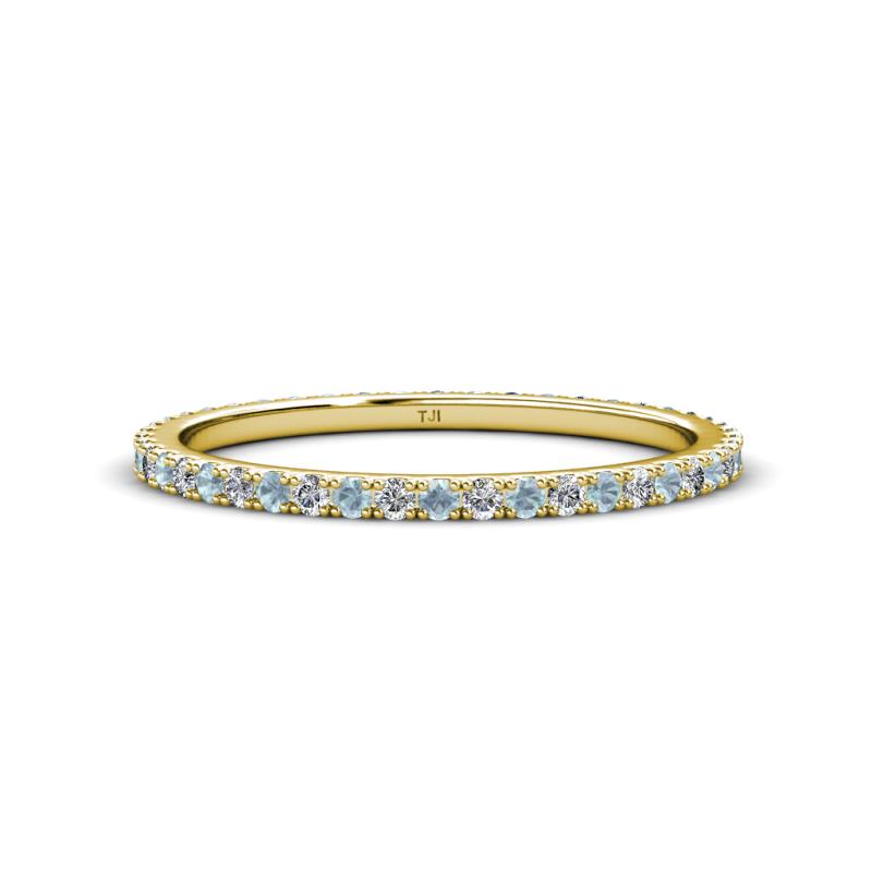 Lara 1.70 mm Aquamarine and Diamond Eternity Band 