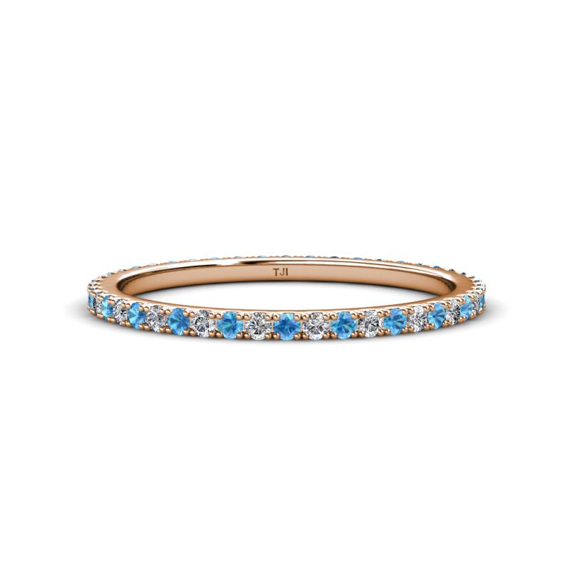 Lara 1.70 mm Blue Topaz and Diamond Eternity Band 