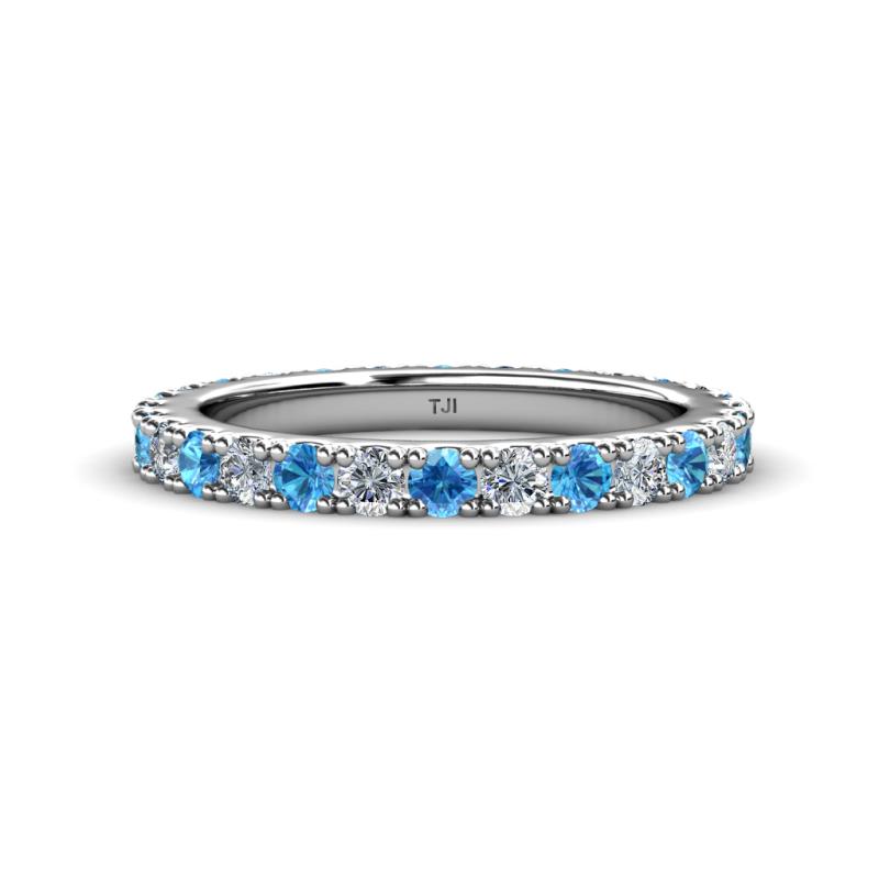 Lara 3.00 mm Blue Topaz and Diamond Eternity Band 