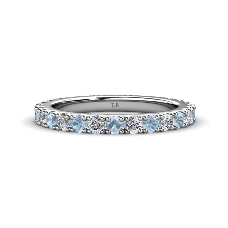 Lara 3.00 mm Aquamarine and Diamond Eternity Band 