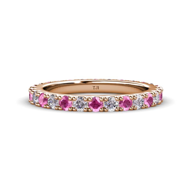 Lara 3.00 mm Pink Sapphire and Lab Grown Diamond Eternity Band 