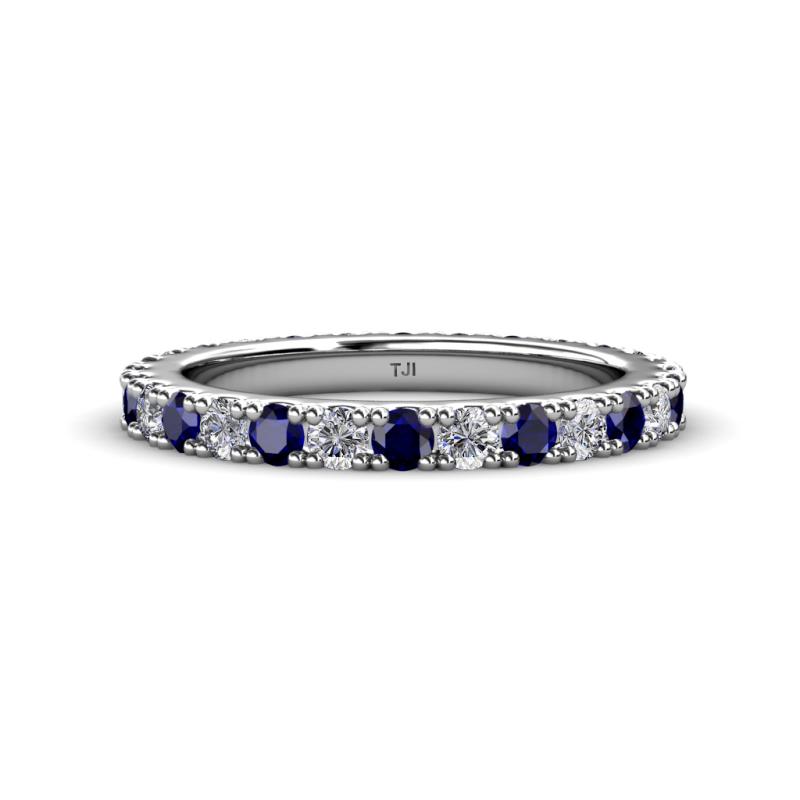 Lara 3.00 mm Blue Sapphire and Lab Grown Diamond Eternity Band 