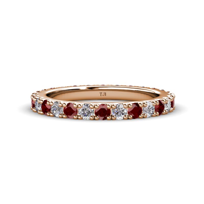 Lara 3.00 mm Red Garnet and Lab Grown Diamond Eternity Band 