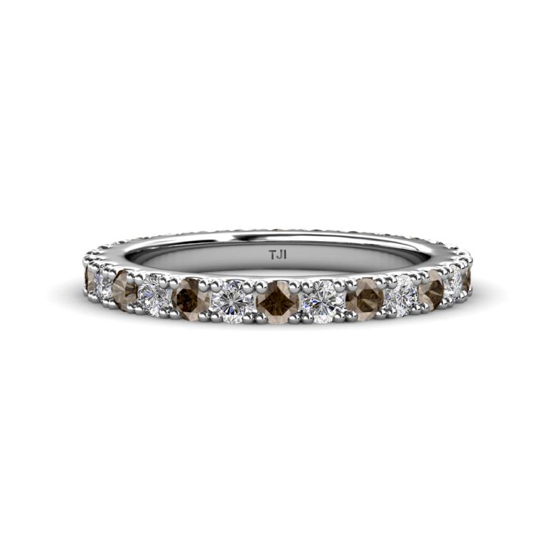 Lara 3.00 mm Smoky Quartz and Lab Grown Diamond Eternity Band 